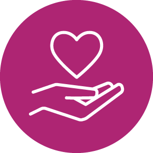 Hand and heart icon