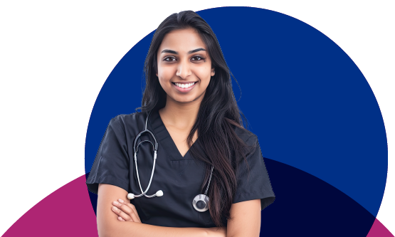 Doctor smiling in uniform with her arms folded